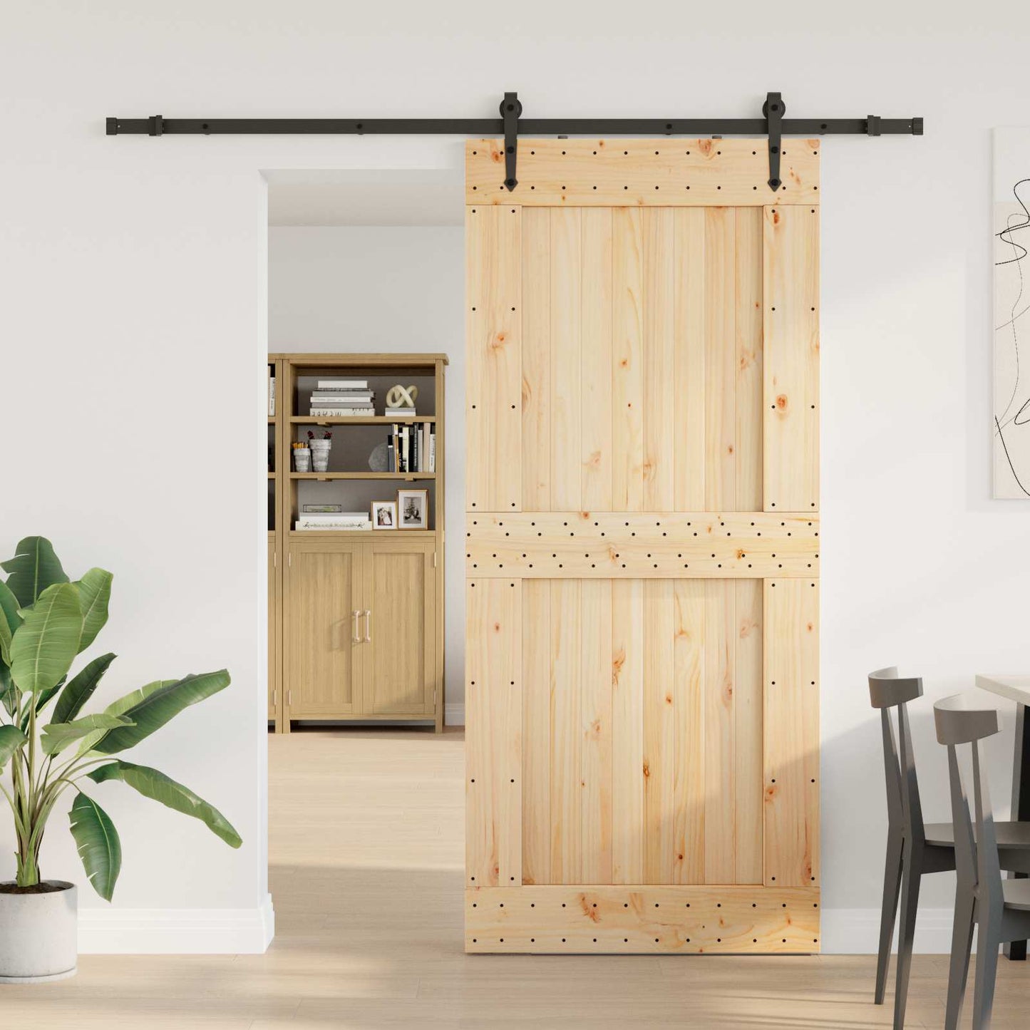 vidaXL Sliding Door NARVIK Natural and Black