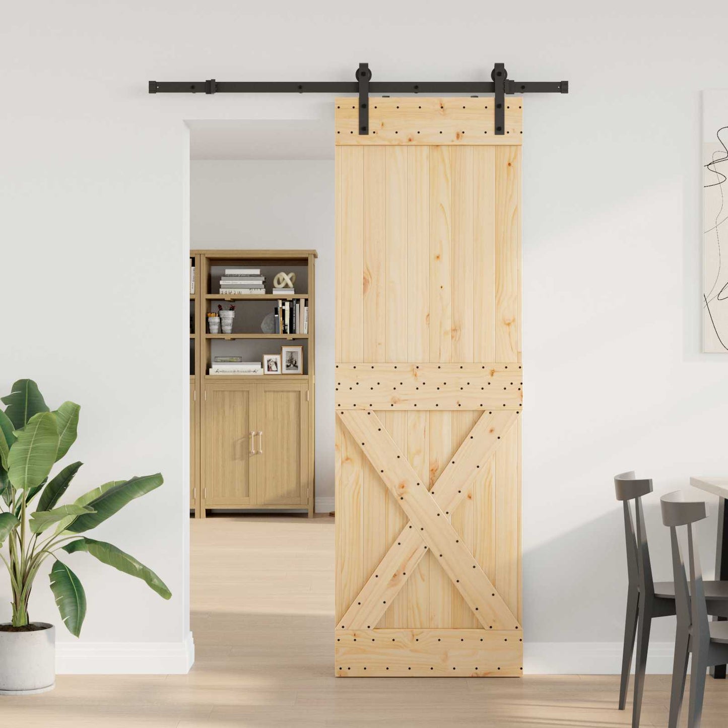 vidaXL Sliding Door NARVIK Natural and Black 70 x 210 cm (152.5 cm)