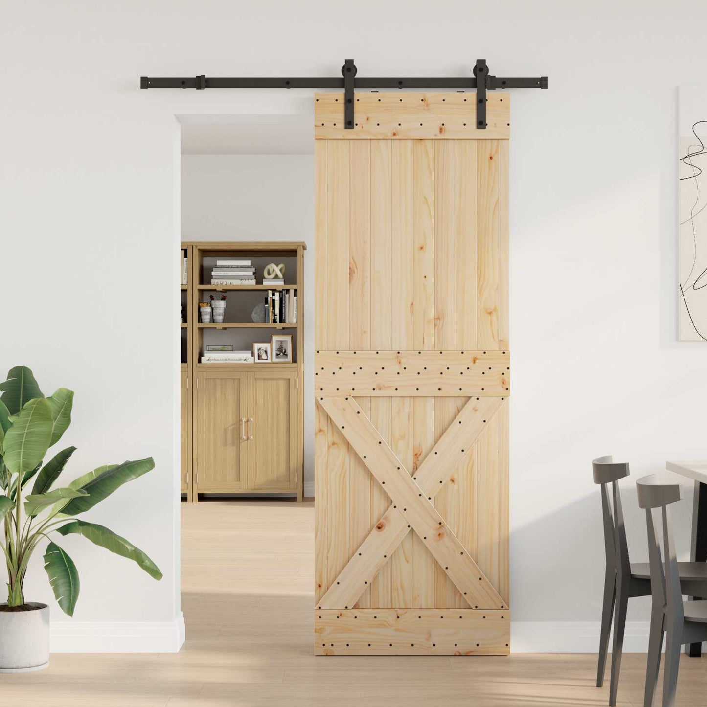 vidaXL Sliding Door NARVIK Natural and Black 80 x 210 cm (152.5 cm)