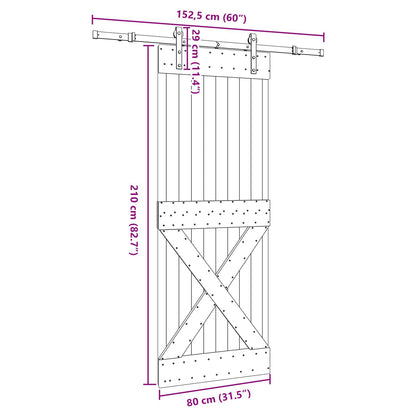 vidaXL Sliding Door NARVIK Natural and Black 80 x 210 cm (152.5 cm)