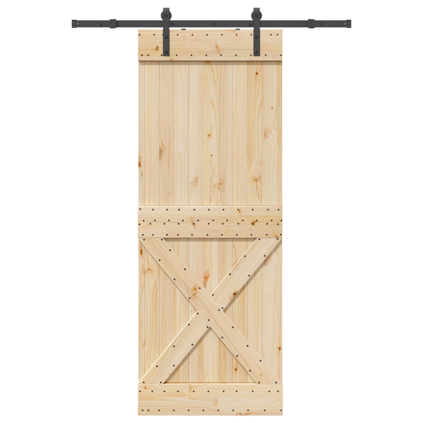 vidaXL Sliding Door NARVIK Natural and Black 85 x 210 cm (152.5 cm)