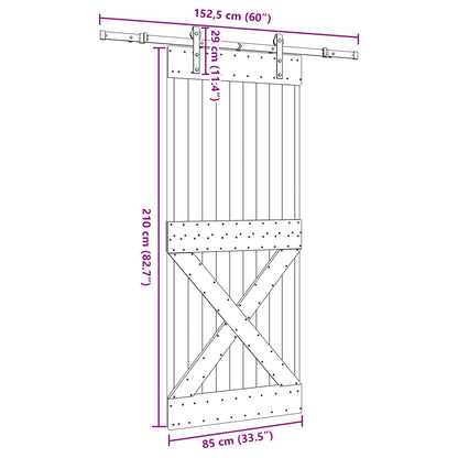 vidaXL Sliding Door NARVIK Natural and Black 85 x 210 cm (152.5 cm)