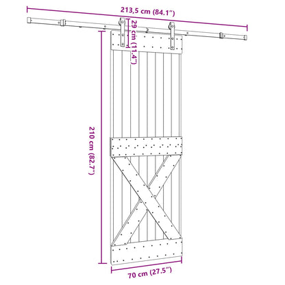 vidaXL Sliding Door NARVIK Natural and Black 70 x 210 cm (213.5 cm)