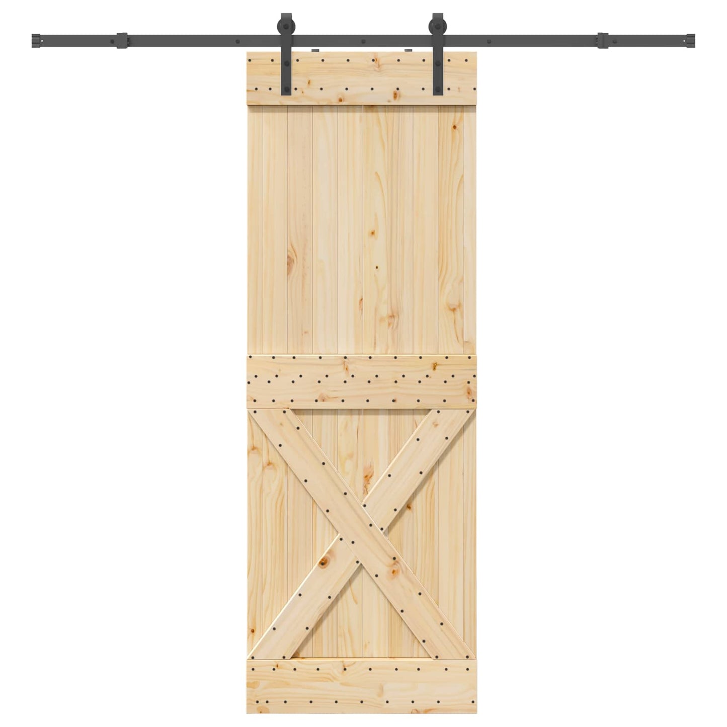 vidaXL Sliding Door NARVIK Natural and Black 80 x 210 cm (213.5 cm)