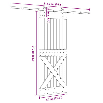 vidaXL Sliding Door NARVIK Natural and Black 80 x 210 cm (213.5 cm)
