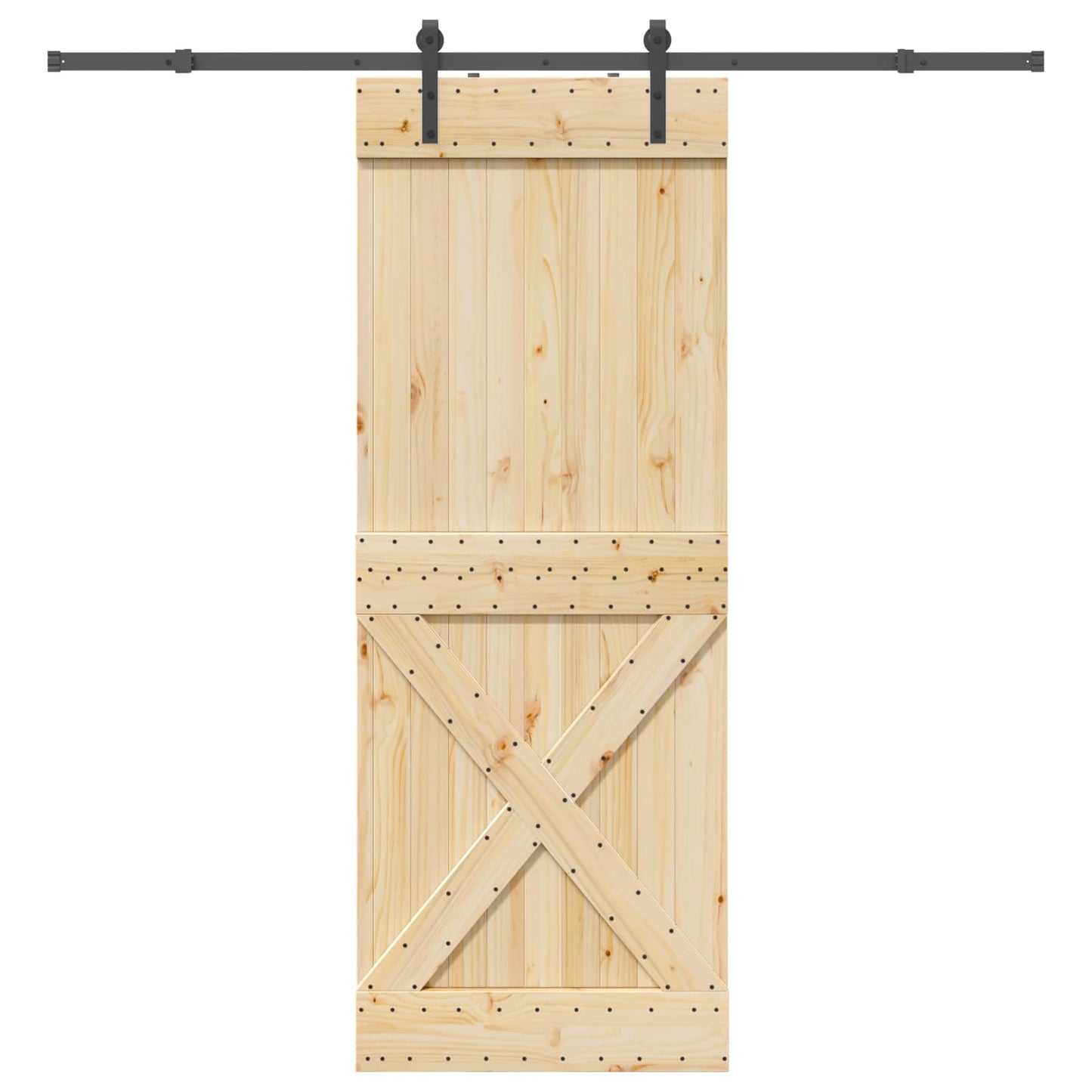 vidaXL Sliding Door NARVIK Natural and Black 85 x 210 cm (213.5 cm)