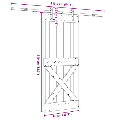 vidaXL Sliding Door NARVIK Natural and Black 85 x 210 cm (213.5 cm)