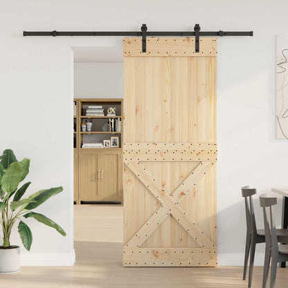 vidaXL Sliding Door NARVIK Natural and Black 95 x 210 cm (213.5 cm)