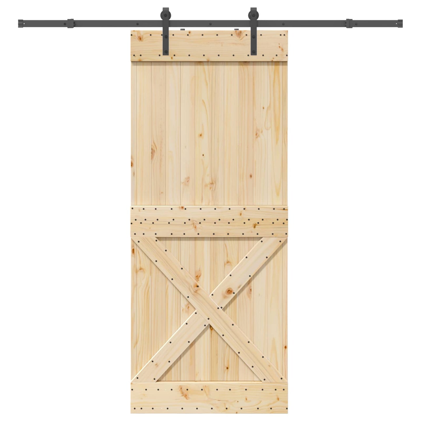 vidaXL Sliding Door NARVIK Natural and Black 95 x 210 cm (213.5 cm)