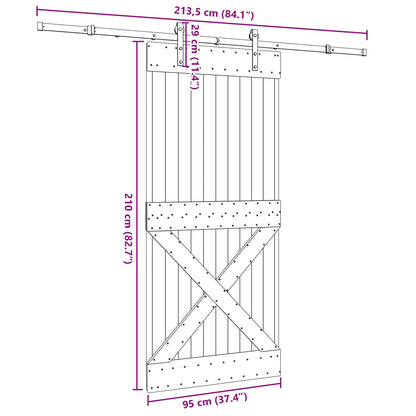 vidaXL Sliding Door NARVIK Natural and Black 95 x 210 cm (213.5 cm)