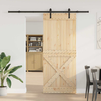 vidaXL Sliding Door NARVIK Natural and Black 100 x 210 cm (213.5 cm)