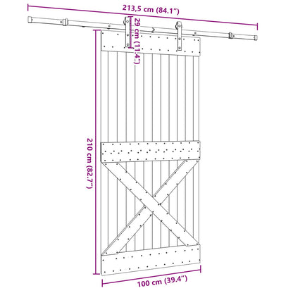 vidaXL Sliding Door NARVIK Natural and Black 100 x 210 cm (213.5 cm)