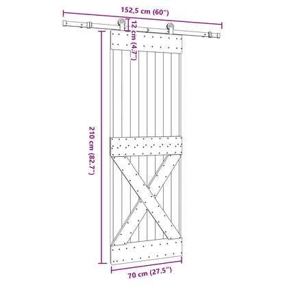 vidaXL Sliding Door NARVIK Natural and Black 70 x 210 cm (152.5 cm)