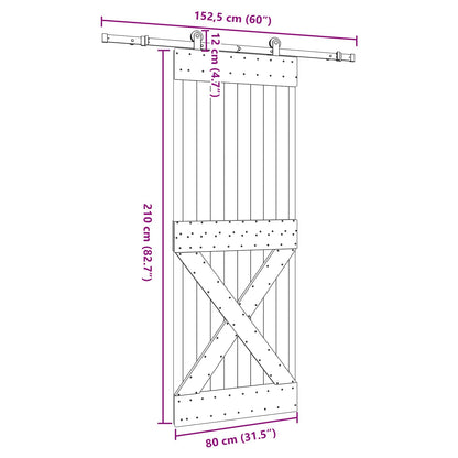 vidaXL Sliding Door NARVIK Natural and Black 80 x 210 cm (152.5 cm)