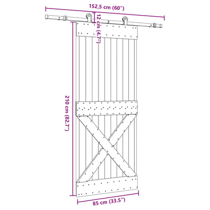 vidaXL Sliding Door NARVIK Natural and Black 85 x 210 cm (152.5 cm)