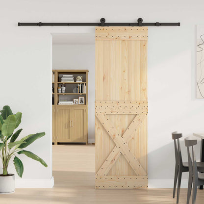 vidaXL Sliding Door NARVIK Natural and Black 70 x 210 cm (213.5 cm)