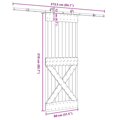 vidaXL Sliding Door NARVIK Natural and Black 80 x 210 cm (213.5 cm)