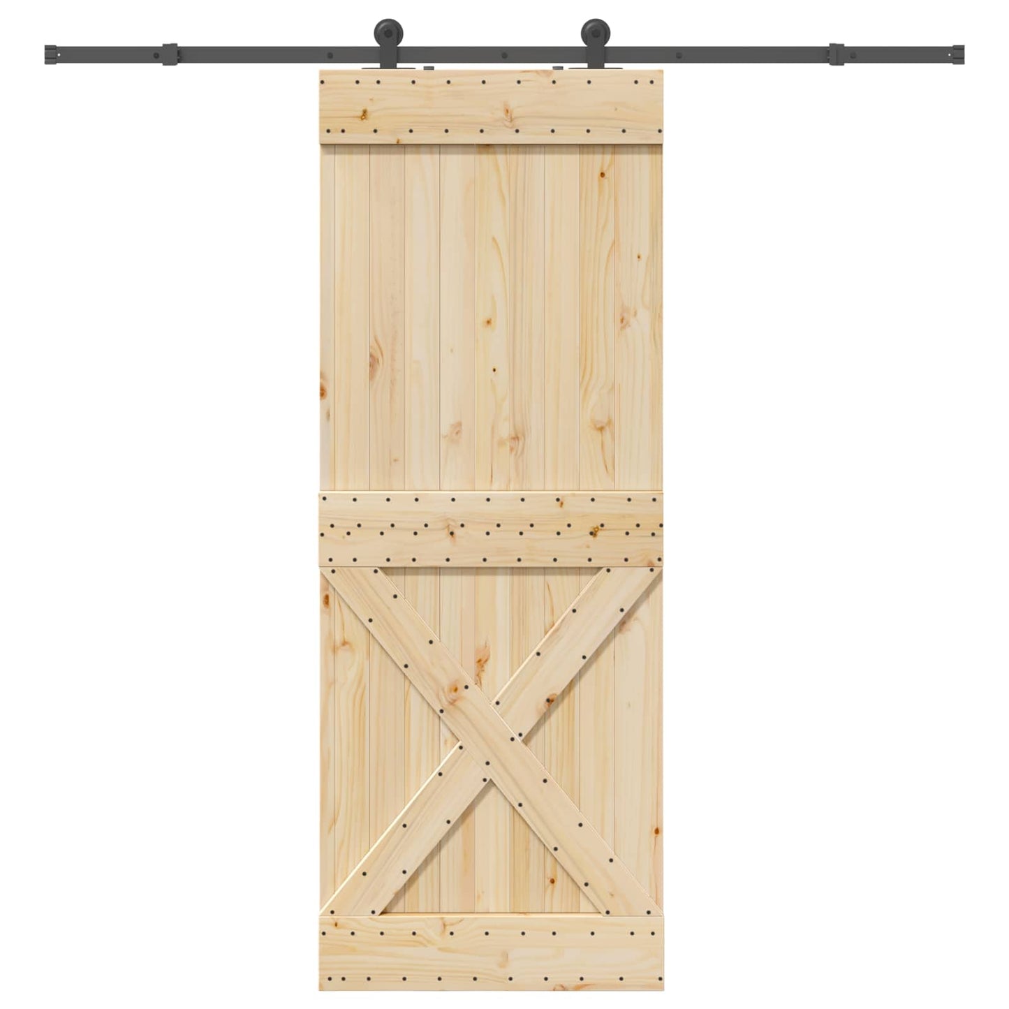 vidaXL Sliding Door NARVIK Natural and Black 85 x 210 cm (213.5 cm)