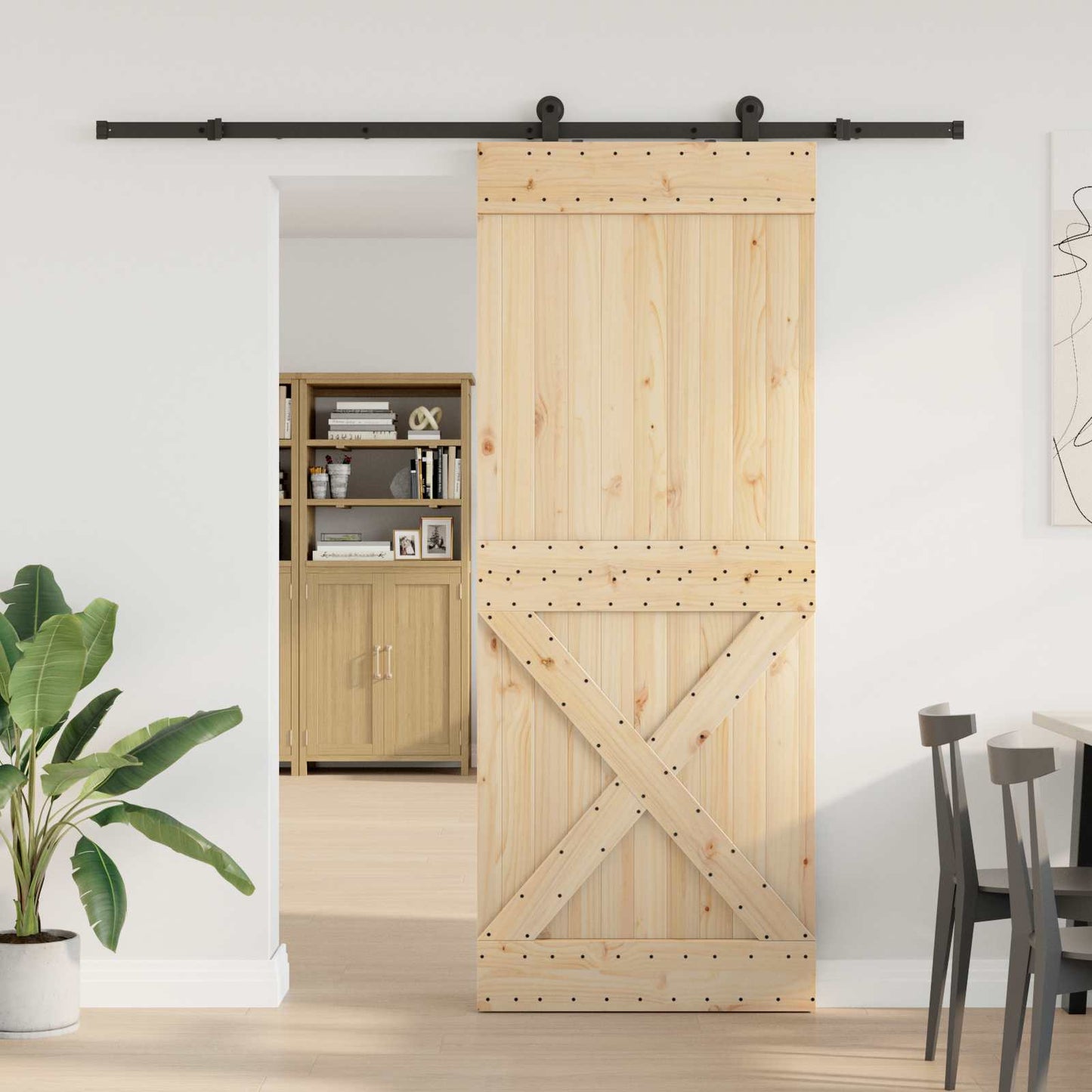 vidaXL Sliding Door NARVIK Natural and Black