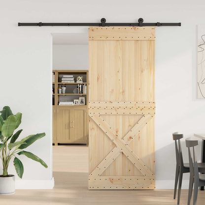 vidaXL Sliding Door NARVIK Natural and Black 95 x 210 cm (213.5 cm)
