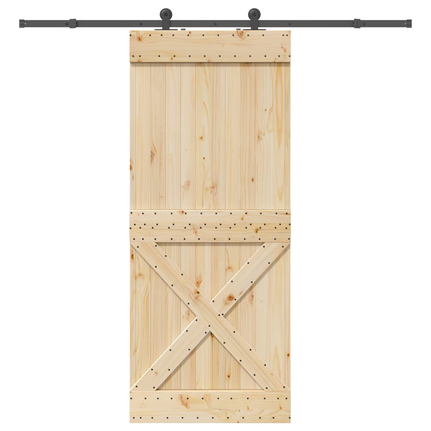 vidaXL Sliding Door NARVIK Natural and Black 95 x 210 cm (213.5 cm)
