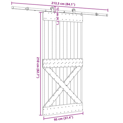 vidaXL Sliding Door NARVIK Natural and Black 95 x 210 cm (213.5 cm)