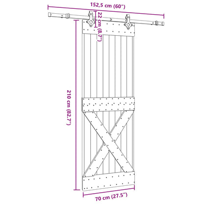 vidaXL Sliding Door NARVIK Natural and Black 70 x 210 cm (152.5 cm)