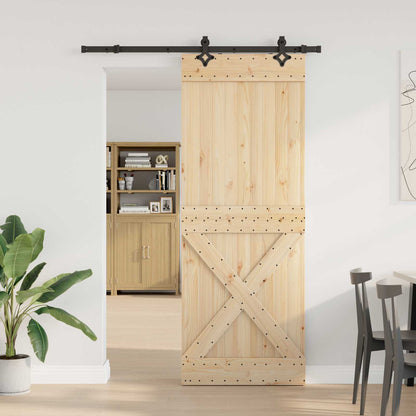 vidaXL Sliding Door NARVIK Natural and Black 85 x 210 cm (152.5 cm)