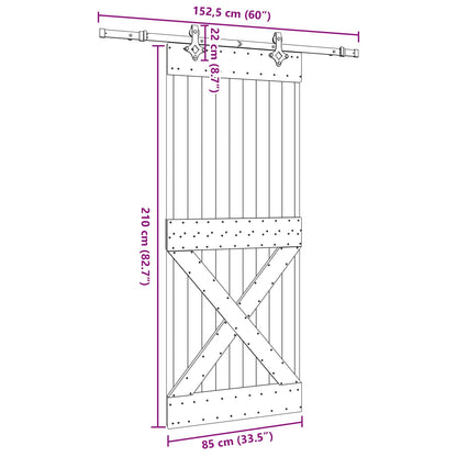 vidaXL Sliding Door NARVIK Natural and Black 85 x 210 cm (152.5 cm)