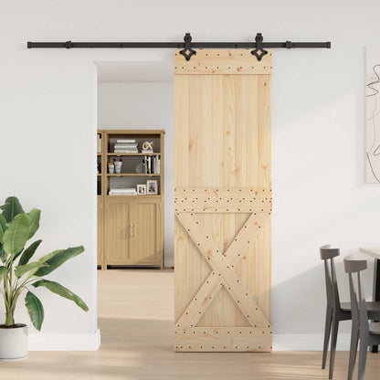 vidaXL Sliding Door NARVIK Natural and Black 70 x 210 cm (213.5 cm)