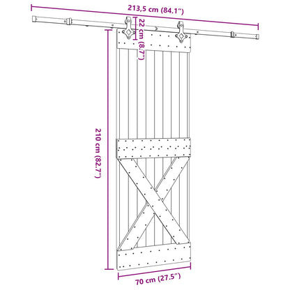vidaXL Sliding Door NARVIK Natural and Black 70 x 210 cm (213.5 cm)