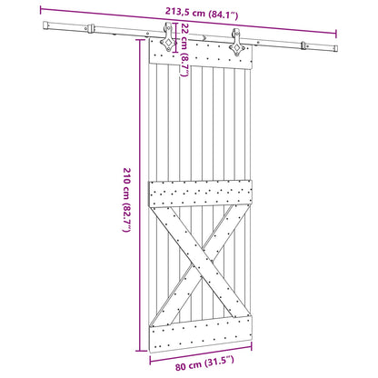 vidaXL Sliding Door NARVIK Natural and Black 80 x 210 cm (213.5 cm)