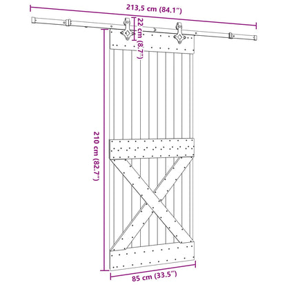vidaXL Sliding Door NARVIK Natural and Black 85 x 210 cm (213.5 cm)