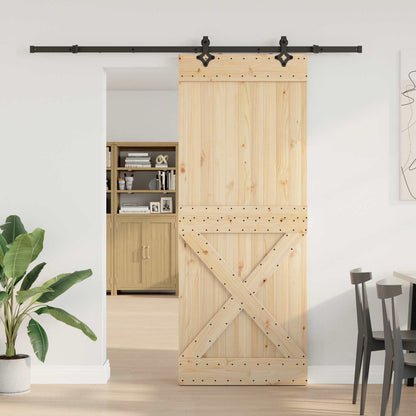 vidaXL Sliding Door NARVIK Natural and Black 90 x 210 cm (213.5 cm)