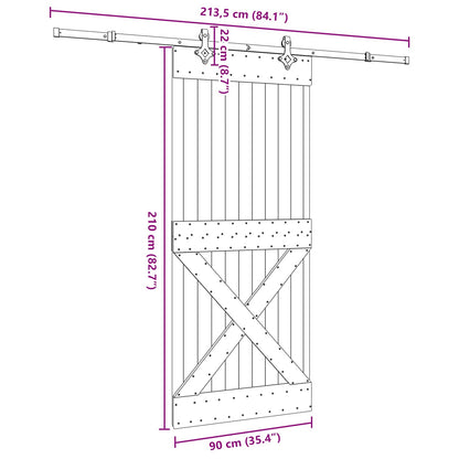 vidaXL Sliding Door NARVIK Natural and Black 90 x 210 cm (213.5 cm)