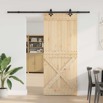 vidaXL Sliding Door NARVIK Natural and Black 95 x 210 cm (213.5 cm)