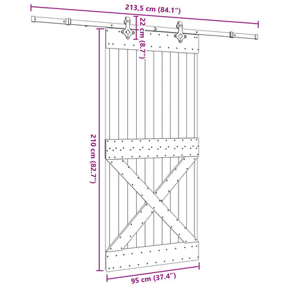 vidaXL Sliding Door NARVIK Natural and Black 95 x 210 cm (213.5 cm)