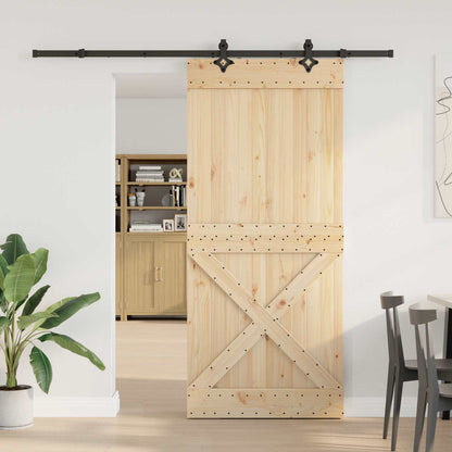 vidaXL Sliding Door NARVIK Natural and Black 100 x 210 cm (213.5 cm)