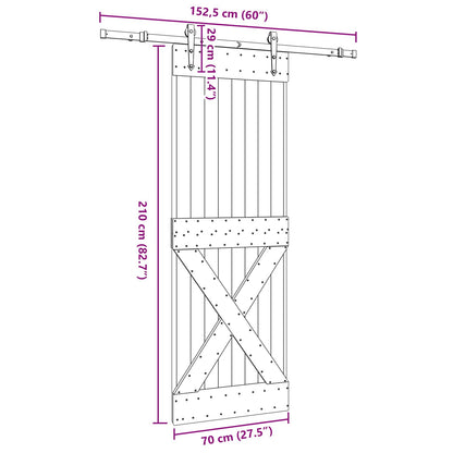 vidaXL Sliding Door NARVIK Natural and Black 70 x 210 cm (152.5 cm)