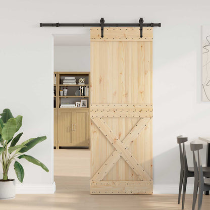 vidaXL Sliding Door NARVIK Natural and Black 85 x 210 cm (152.5 cm)