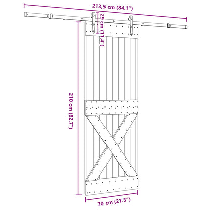 vidaXL Sliding Door NARVIK Natural and Black 70 x 210 cm (213.5 cm)