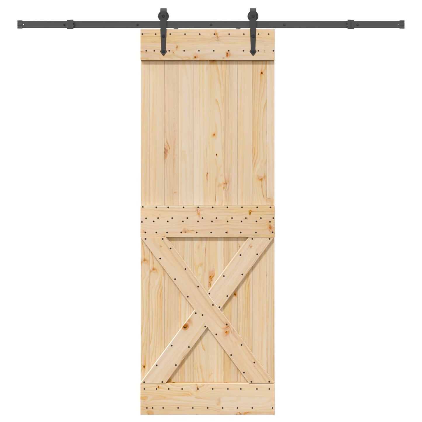 vidaXL Sliding Door NARVIK Natural and Black 80 x 210 cm (213.5 cm)