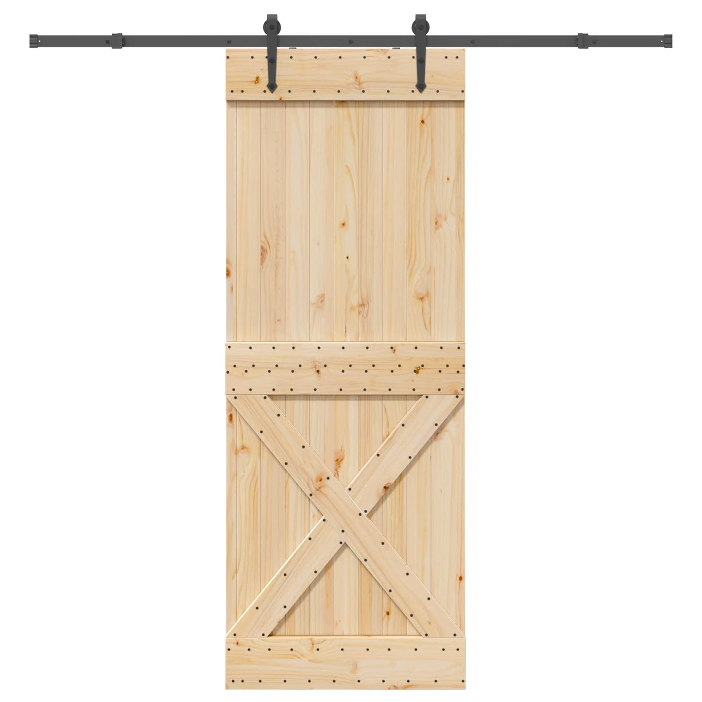 vidaXL Sliding Door NARVIK Natural and Black 85 x 210 cm (213.5 cm)