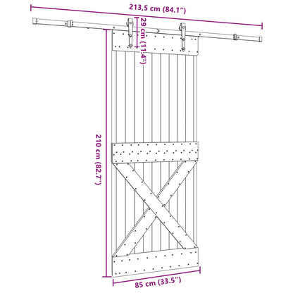 vidaXL Sliding Door NARVIK Natural and Black 85 x 210 cm (213.5 cm)