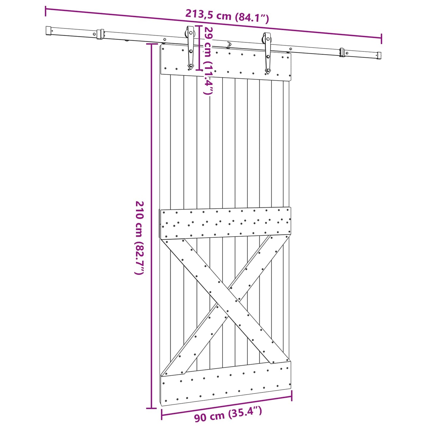 vidaXL Sliding Door NARVIK Natural and Black