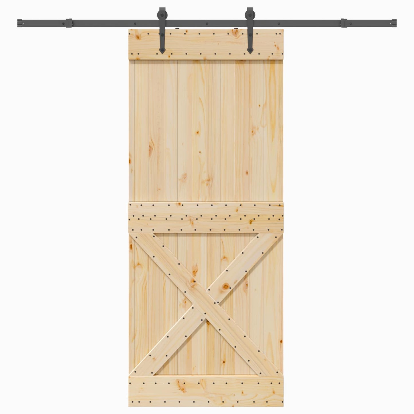 vidaXL Sliding Door NARVIK Natural and Black 95 x 210 cm (213.5 cm)