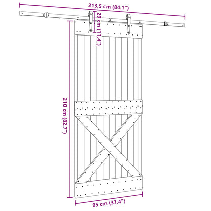 vidaXL Sliding Door NARVIK Natural and Black 95 x 210 cm (213.5 cm)