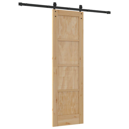 vidaXL Sliding Door Natural and Black 61 x 198.5 cm Solid Pine Wood