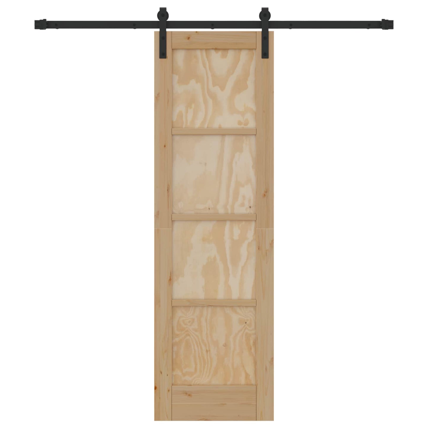 vidaXL Sliding Door Natural and Black 61 x 198.5 cm Solid Pine Wood