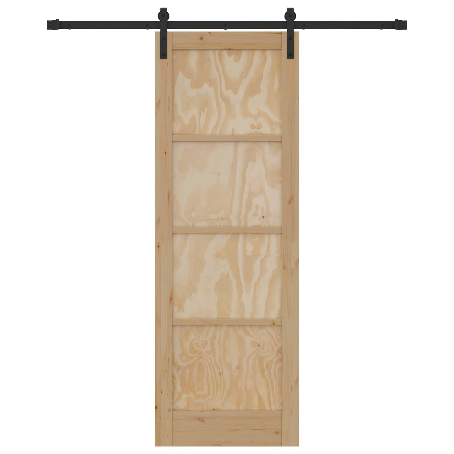 vidaXL Sliding Door Natural and Black 73.5 x 211 cm Solid Pine Wood